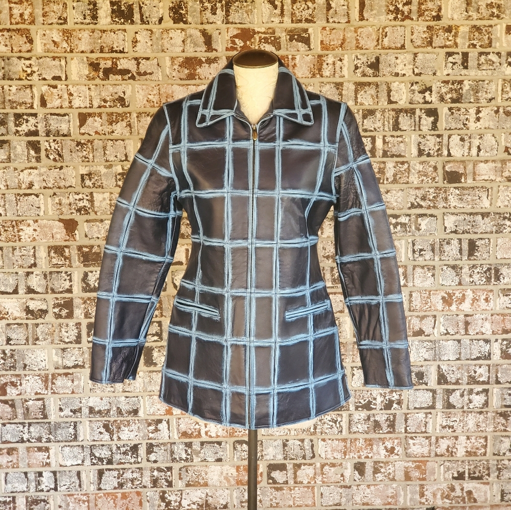 Pelle Pelle - Ladies Blue Patch Leather Jacket (Si